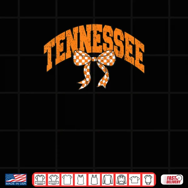 Design Preppy Tennessee Orange and White Cherckerboard Coquette Bow Shirt