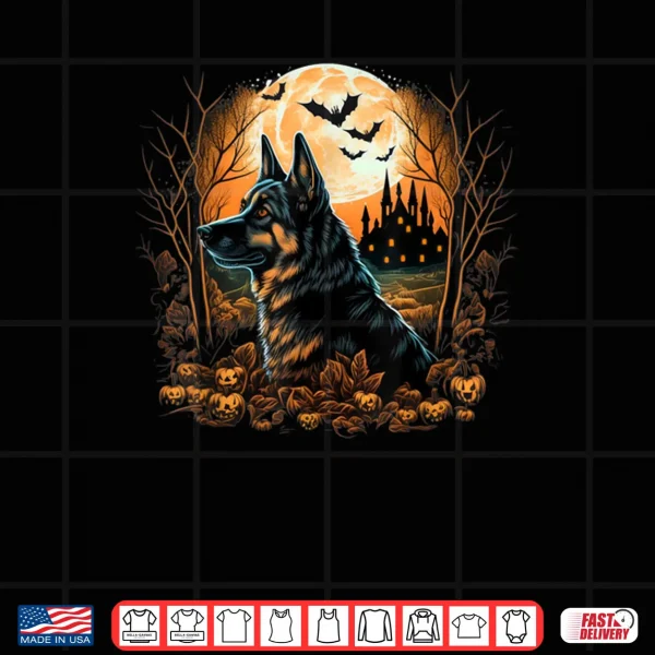 Design Pumpkin German Shepherd Costume On German Shepherd Halloween Shirt