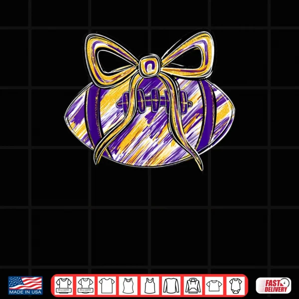 Purple Yellow Gold Football Coquette Bow Touchdown Season Shirt 3 Design Purple Yellow Gold Football Coquette Bow Touchdown Season Shirt