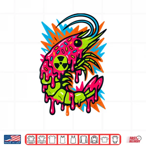 Design Radioactive Shrimp Tech Vaporwave Slime Shirt