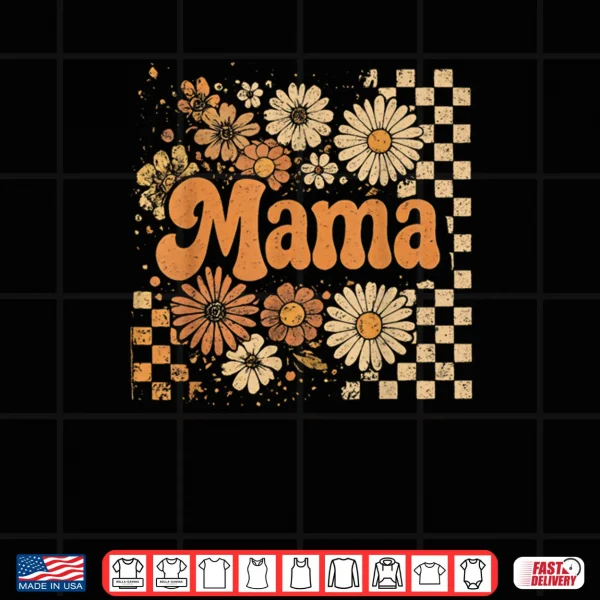 Retro Checkered Mama Pumpkin Flower Fall Autumn Halloween Shirt 3 Design Retro Checkered Mama Pumpkin Flower Fall Autumn Halloween Shirt