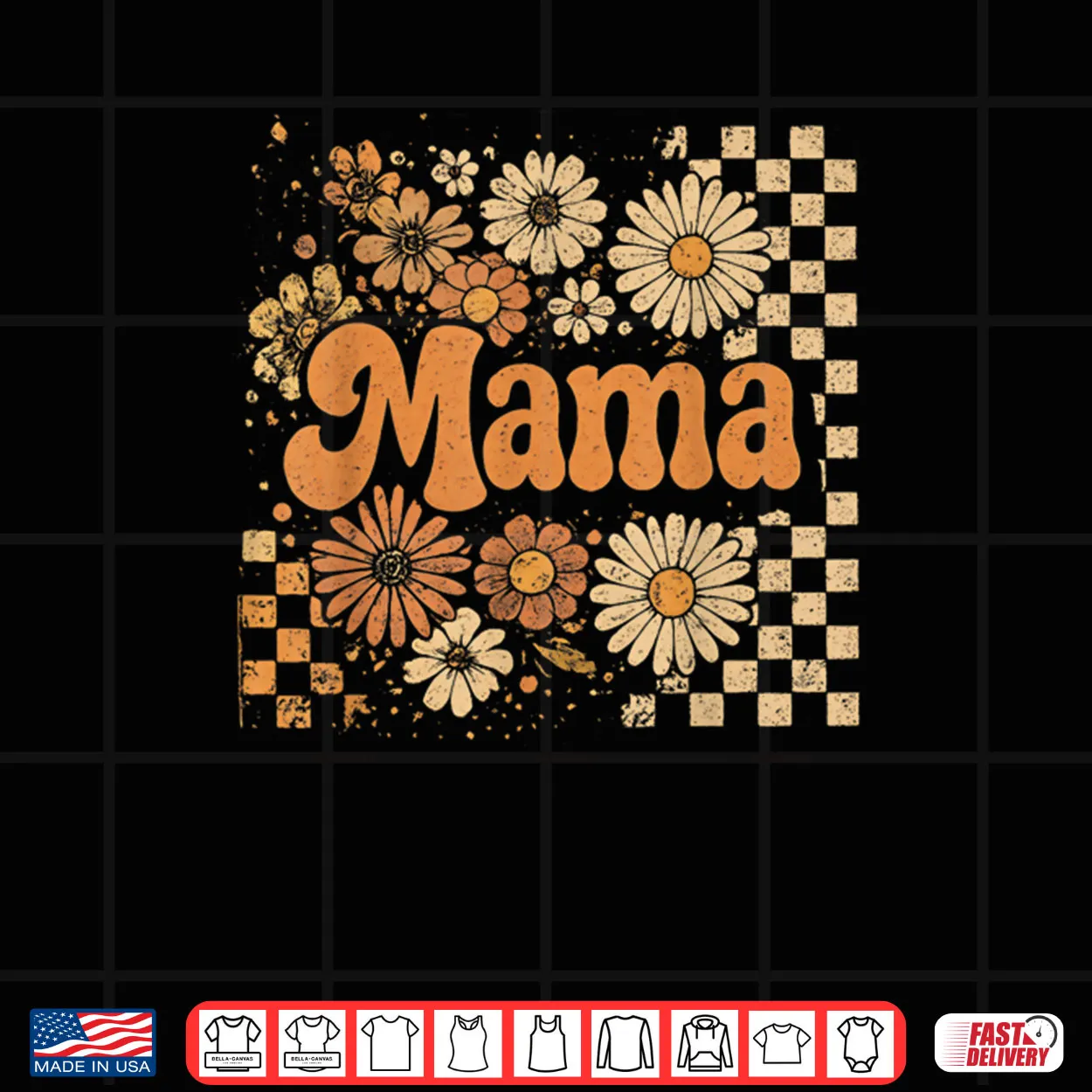 Retro Checkered Mama Pumpkin Flower Fall Autumn Halloween Shirt Retro Checkered Mama Pumpkin Flower Fall Autumn Halloween Shirt