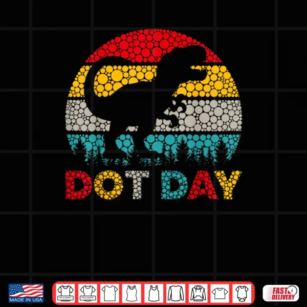 Retro T Rex Dinosaur Polka Dot Art Student Dot Day Shirt 3 Design Retro T Rex Dinosaur Polka Dot Art Student Dot Day Shirt