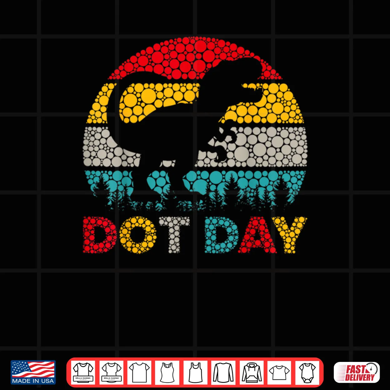 Retro T Rex Dinosaur Polka Dot Art Student Dot Day Shirt Retro T Rex Dinosaur Polka Dot Art Student Dot Day Shirt