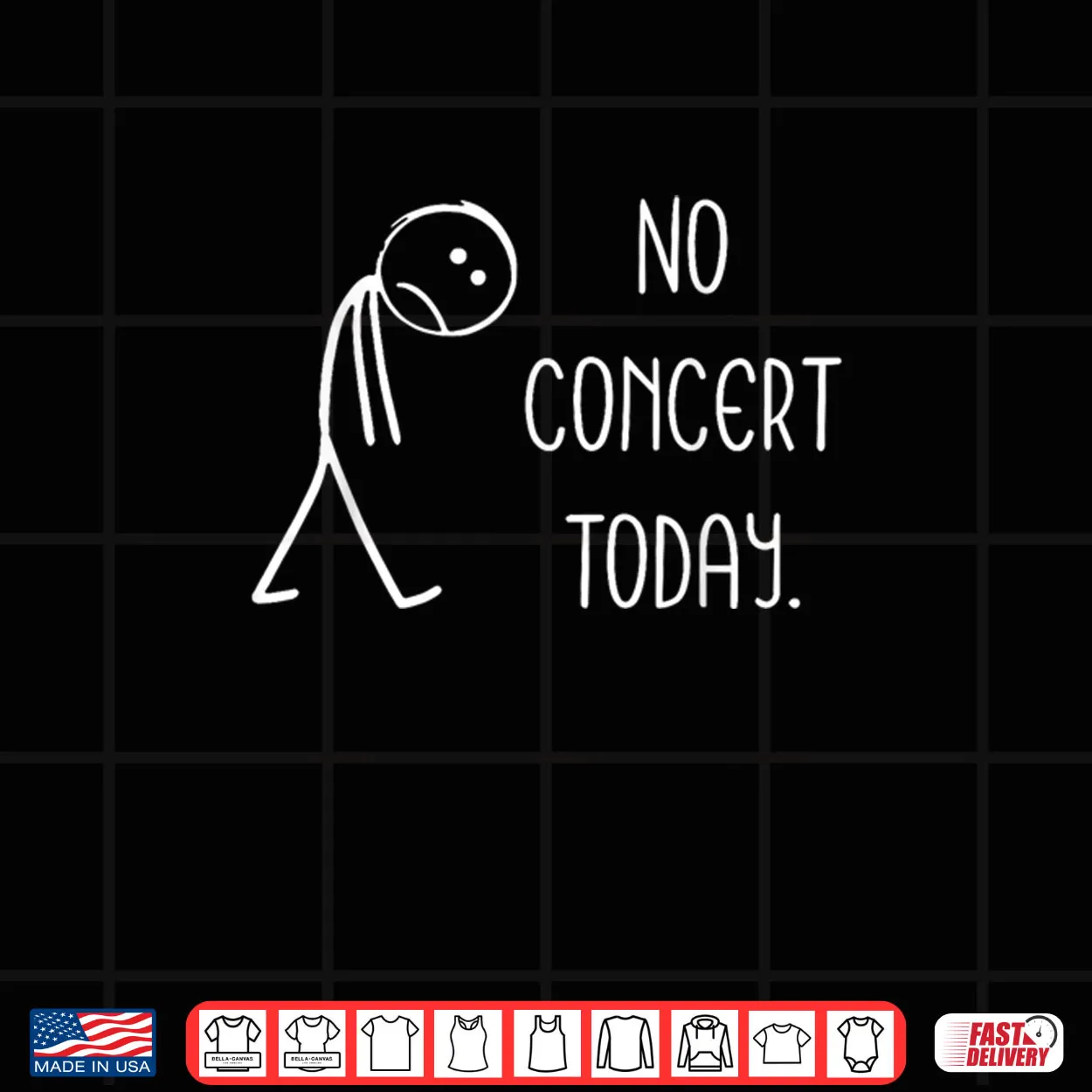 Sad Stick Figure Music Concert Lovers No Concert Today Shirt Sad Stick Figure Music Concert Lovers No Concert Today Shirt
