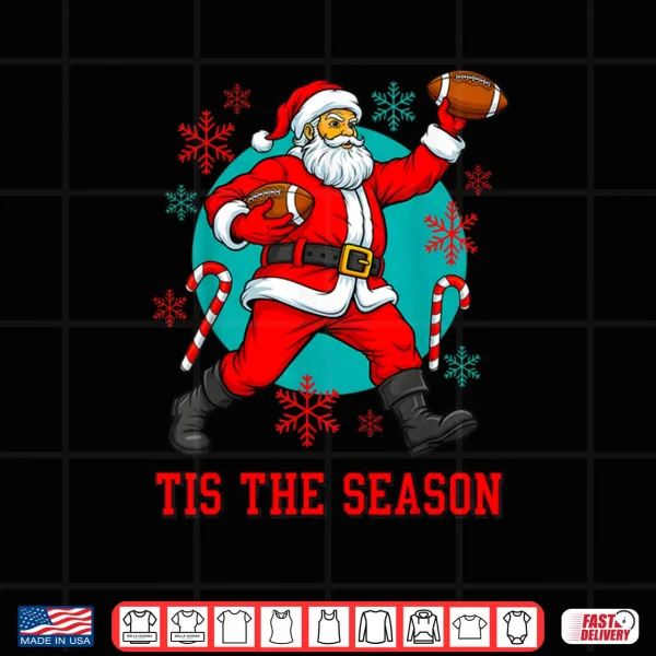 Santa Playing American Football Ugly Christmas Shirt 3 Design Santa Playing American Football Ugly Christmas Shirt