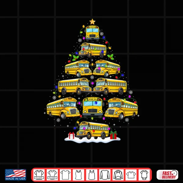 School Bus Christmas Tree Lights Bus Driver Xmas Pajamas Shirt 3 Design School Bus Christmas Tree Lights Bus Driver Xmas Pajamas Shirt