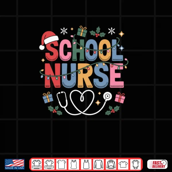 Design School Nurse Christmas Santa Cap Nursing Humor Xmas Shirt