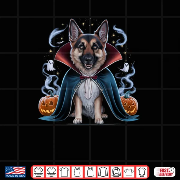 Design Shivering German Shepherd Dog Dracula Halloween Shirt