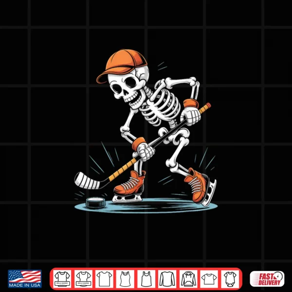 Design Skeleton Ice Hockey Halloween Costume Shirt