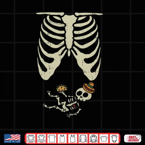 Design Skeleton Pregnancy Halloween Mexican Mom Baby Reveal Shower Shirt