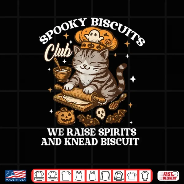 Design Spooky Biscuits Club Cat Funny Halloween Baking Shirt