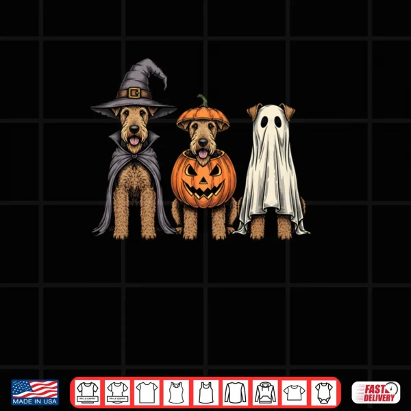 Spooky Ghost Airedale Terrier Pumpkin Halloween Dog Lover Shirt 3 Design Spooky Ghost Airedale Terrier Pumpkin Halloween Dog Lover Shirt