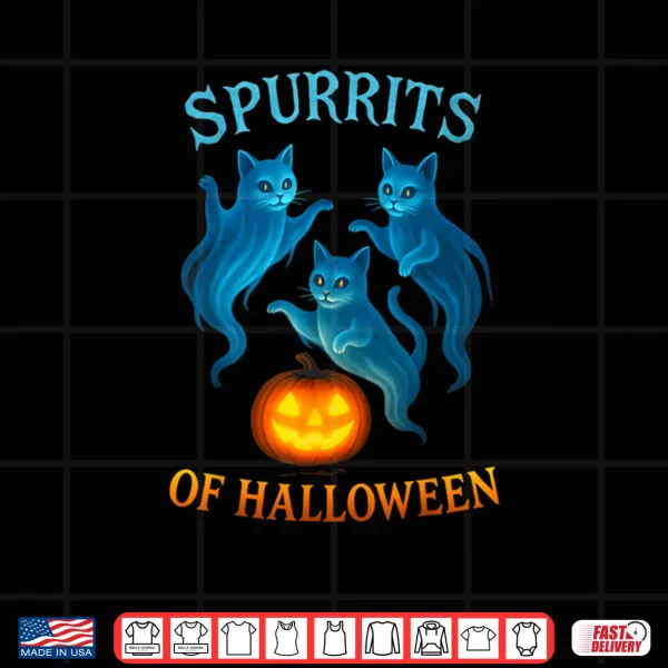 Design Spurrits of Halloween Ghost Cats Funny Cat Lovers Shirt