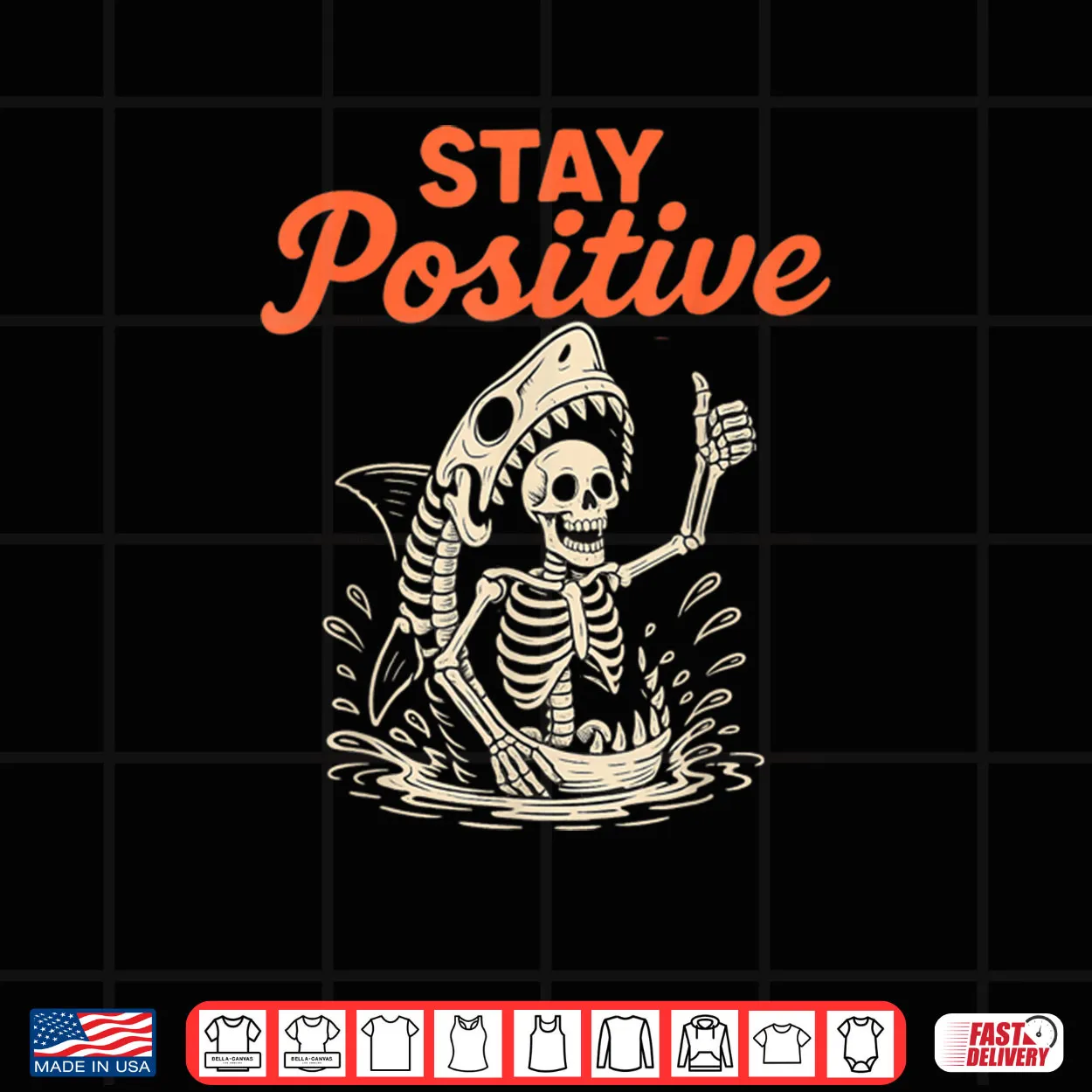 Stay Positive Skeleton Shark Halloween Shirt Stay Positive Skeleton Shark Halloween Shirt