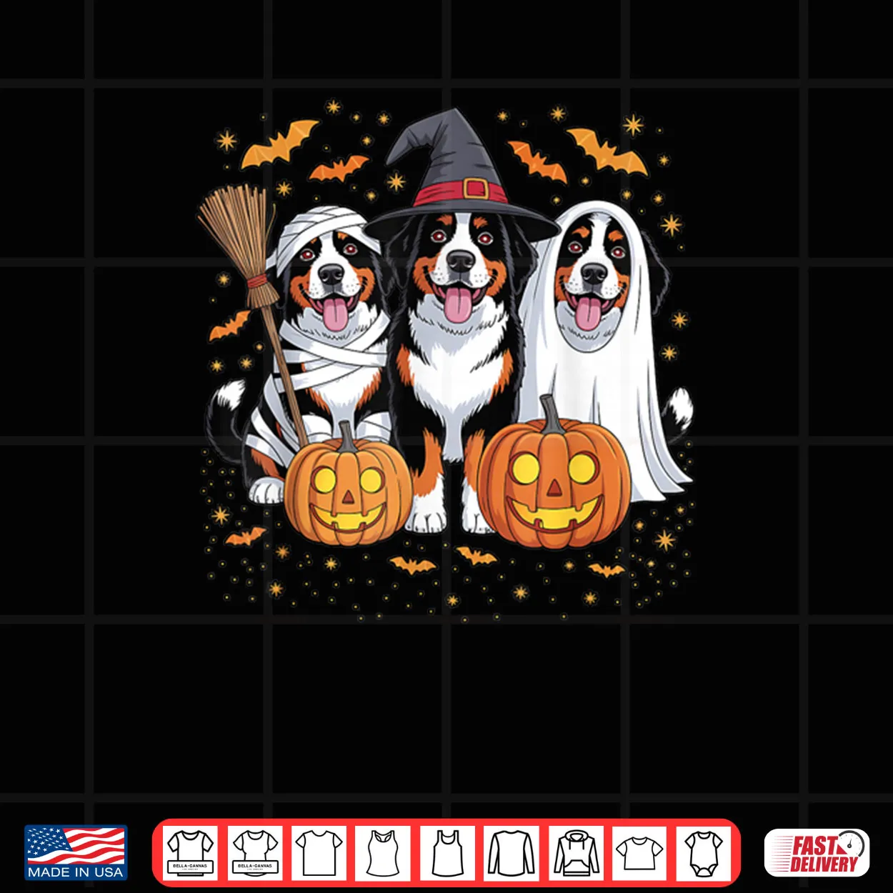 Three Bernese Mountain Pumpkin Halloween Dog Lover Shirt Three Bernese Mountain Pumpkin Halloween Dog Lover Shirt