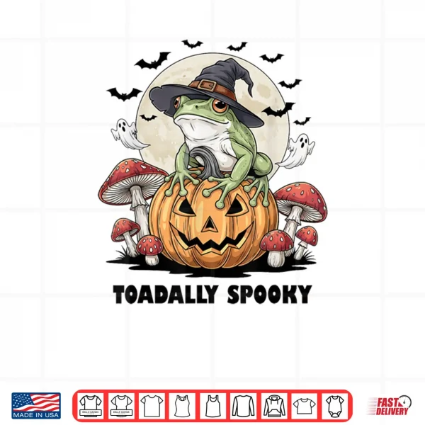 Toadally Spooky Funny Halloween Frog On Pumpkin with Bats Shirt 3 Design Toadally Spooky Funny Halloween Frog On Pumpkin with Bats Shirt