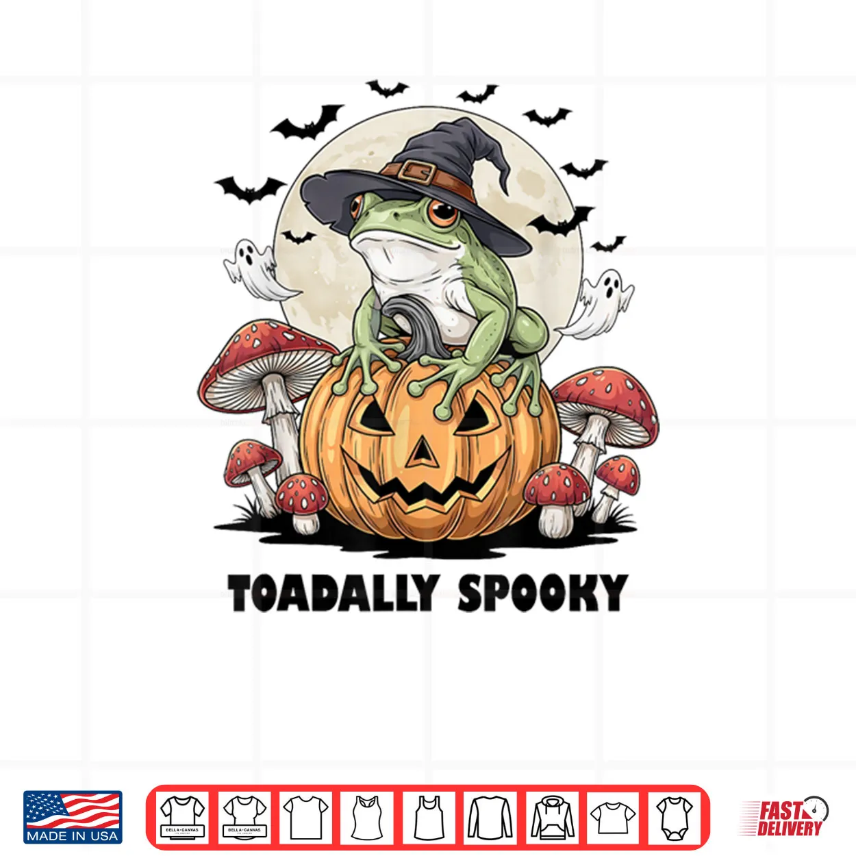 Toadally Spooky Funny Halloween Frog On Pumpkin with Bats Shirt Toadally Spooky Funny Halloween Frog On Pumpkin with Bats Shirt