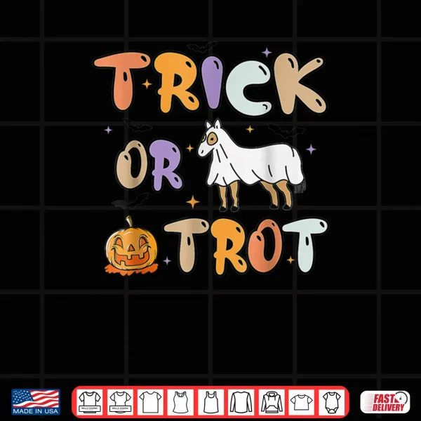 Design Trick Or Trot Halloween Pumpkin Ghost Horse Shirt
