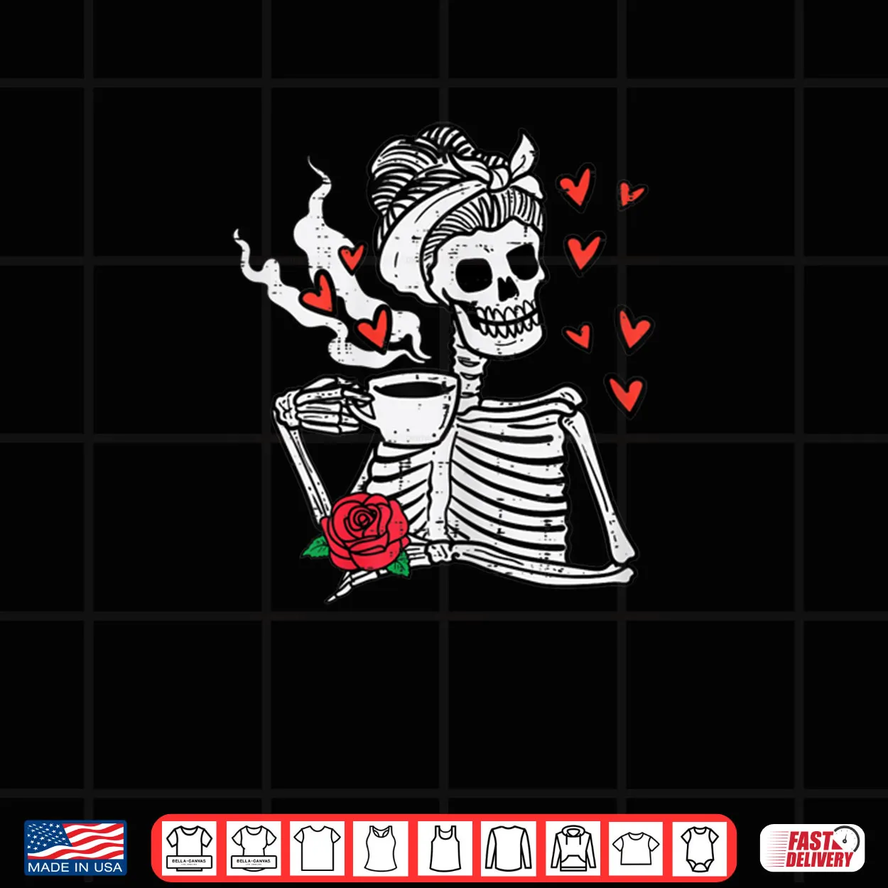 Valentines Day Woman Skeleton Messy Bun Coffee Funny Shirt Valentines Day Woman Skeleton Messy Bun Coffee Funny Shirt