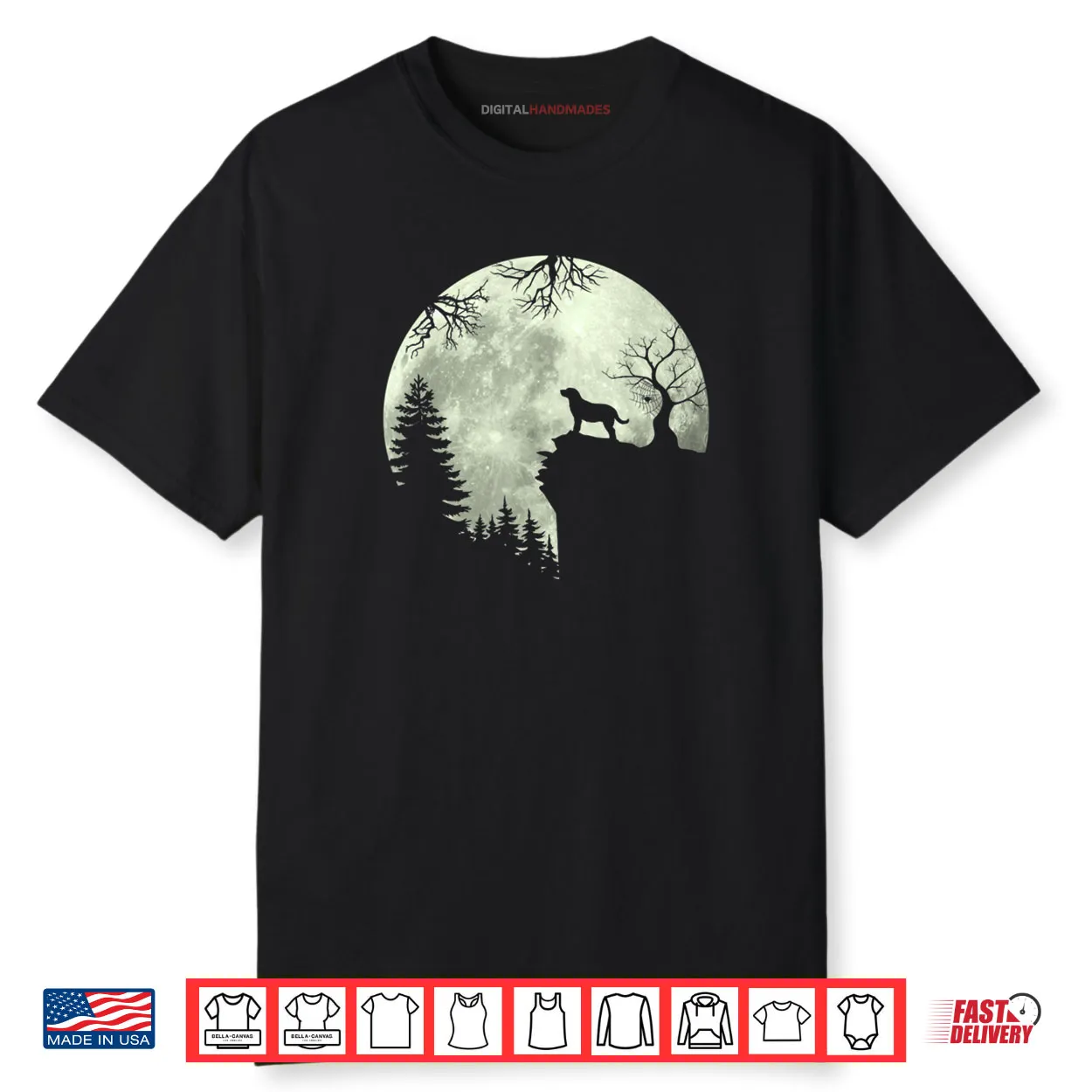 Dog and Moon Howl In Forest Labrador Retriever Halloween Shirt Dog and Moon Howl In Forest Labrador Retriever Halloween Shirt