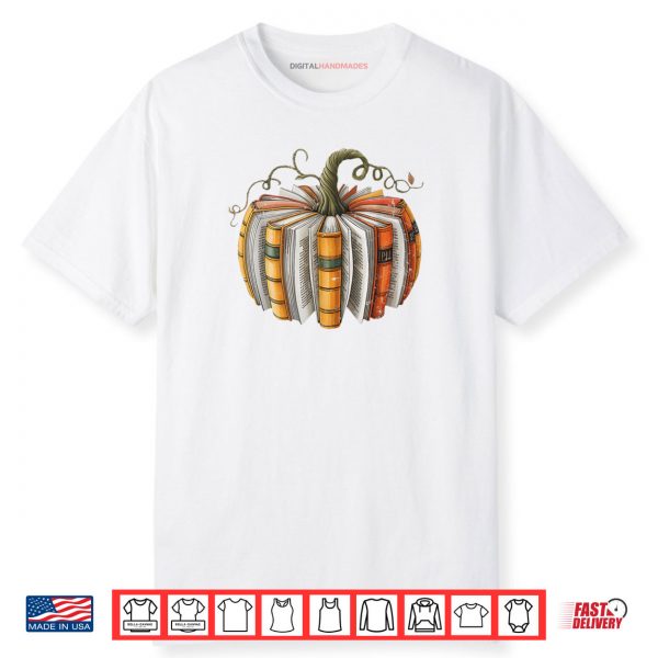 Fall Book Pumpkin Fall Librarians Bookworm Teachers Students Shirt