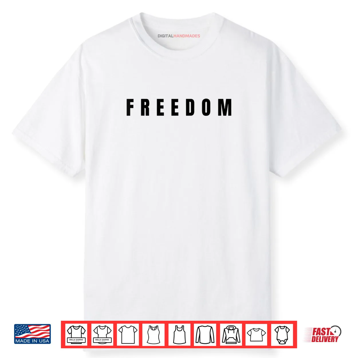 Freedom Black Text Minimalist Shirt Freedom Black Text Minimalist Shirt
