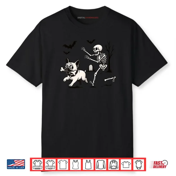 French Bulldog Dog Skeleton Bone Halloween Shirt