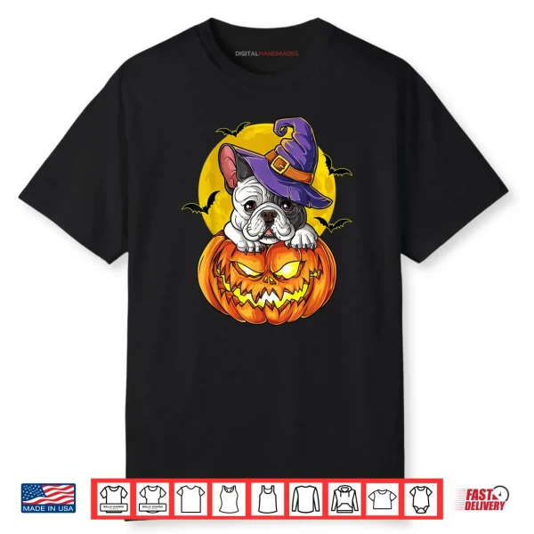 French Bulldog Witch Pumpkin T shirt Halloween Shirt