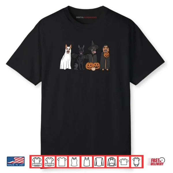German Shepherd Dogs Lovers Ghost Witch Halloween Spooky Shirt