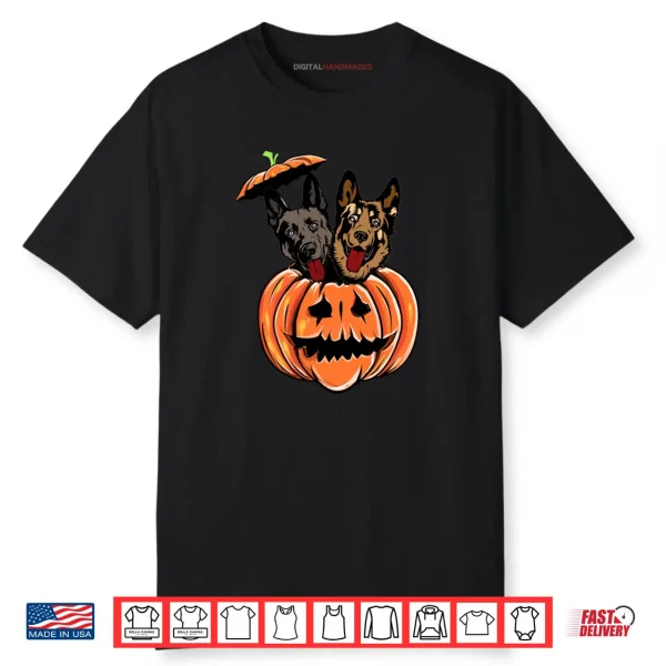 German Shepherd In Scary Pumpkin Dog Lovers Halloween Shirt