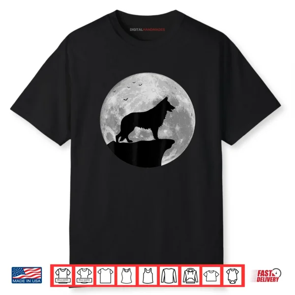 German Shepherd Silhouette In The Moon Halloween Costume Shirt