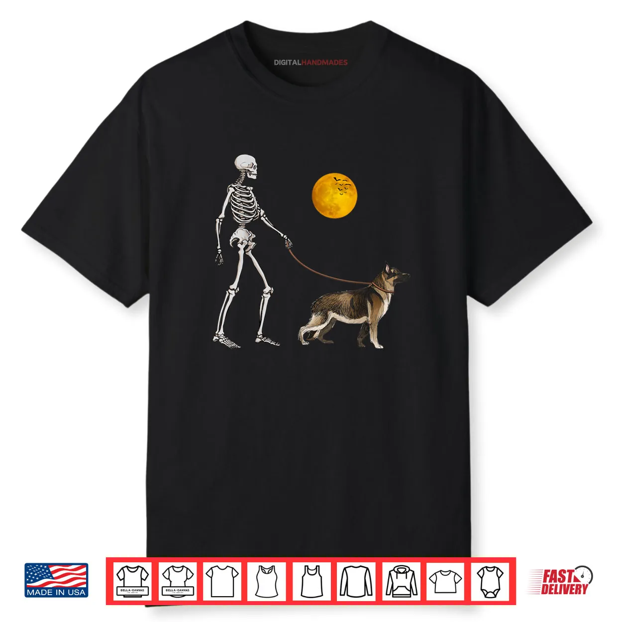 German Shepherd Skeleton Dog Walking Halloween Costume Shirt German Shepherd Skeleton Dog Walking Halloween Costume Shirt