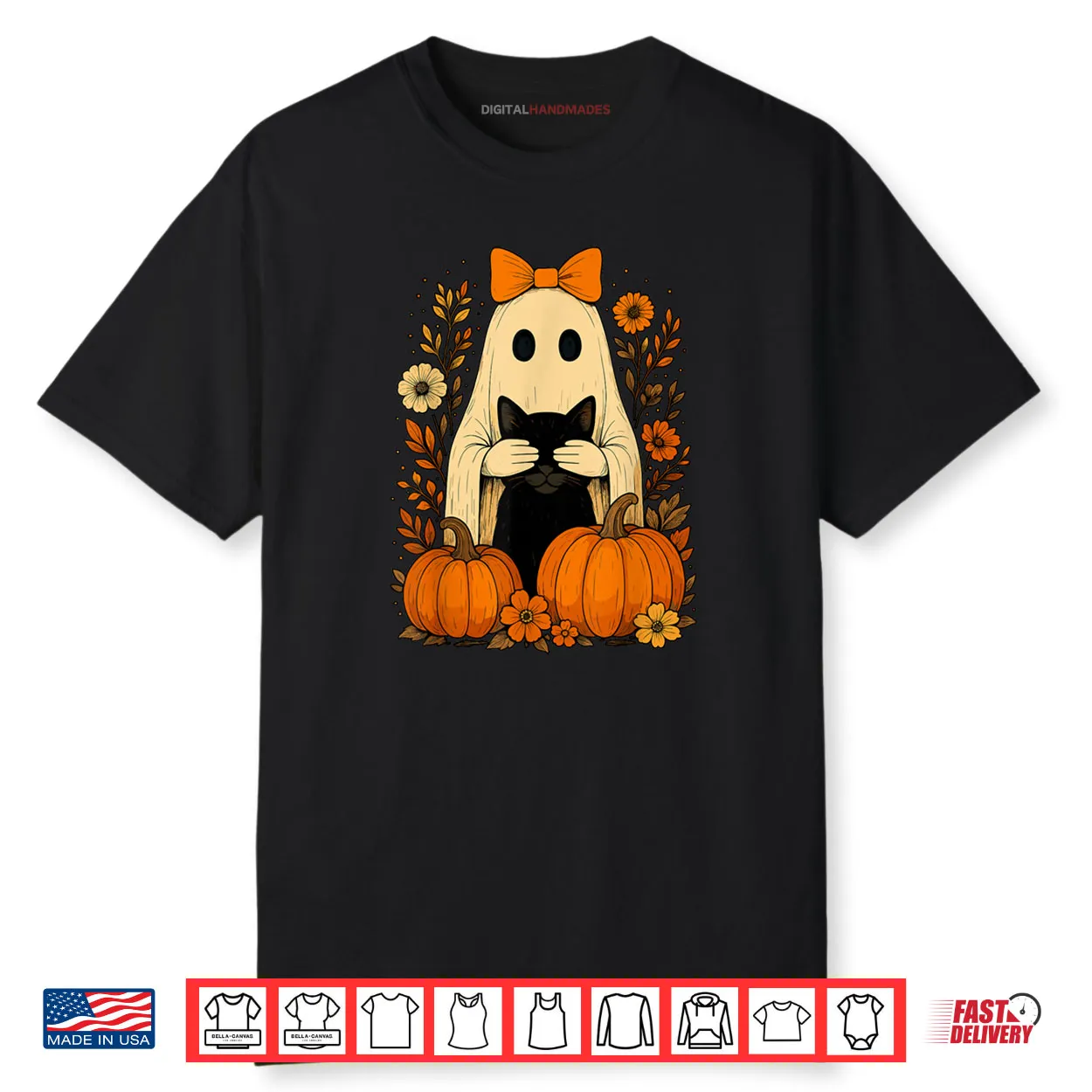 Ghost Bow Holding Black Cat Fall Halloween Shirt Ghost Bow Holding Black Cat Fall Halloween Shirt