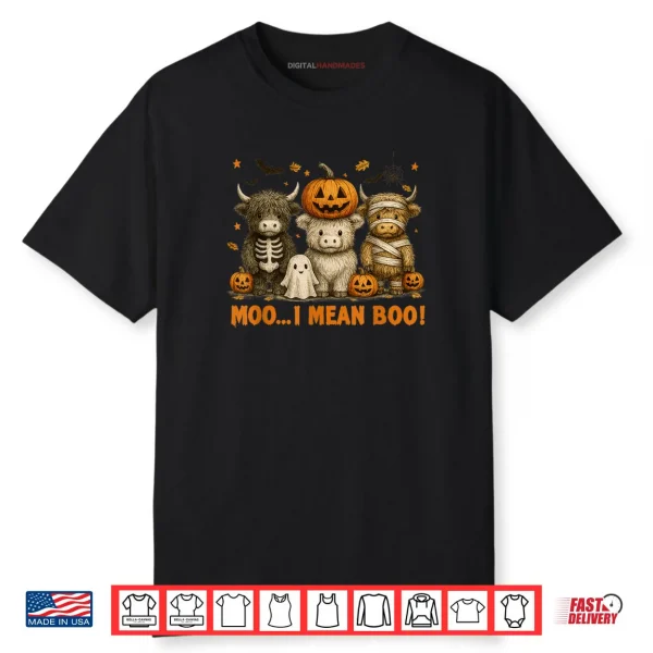 Ghost Cow Moo I Mean Boo Halloween Outfit Funny Cow Lover Shirt