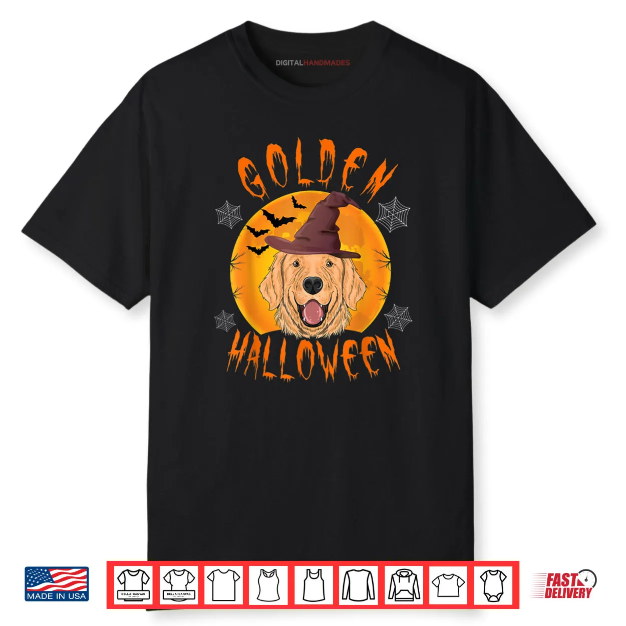 Golden Halloween Scary Golden Retriever Witch Hat Halloween Shirt Golden Halloween Scary Golden Retriever Witch Hat Halloween Shirt