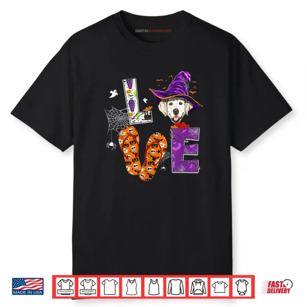 Golden Labrador Retriever halloween witch hat lab lover Shirt