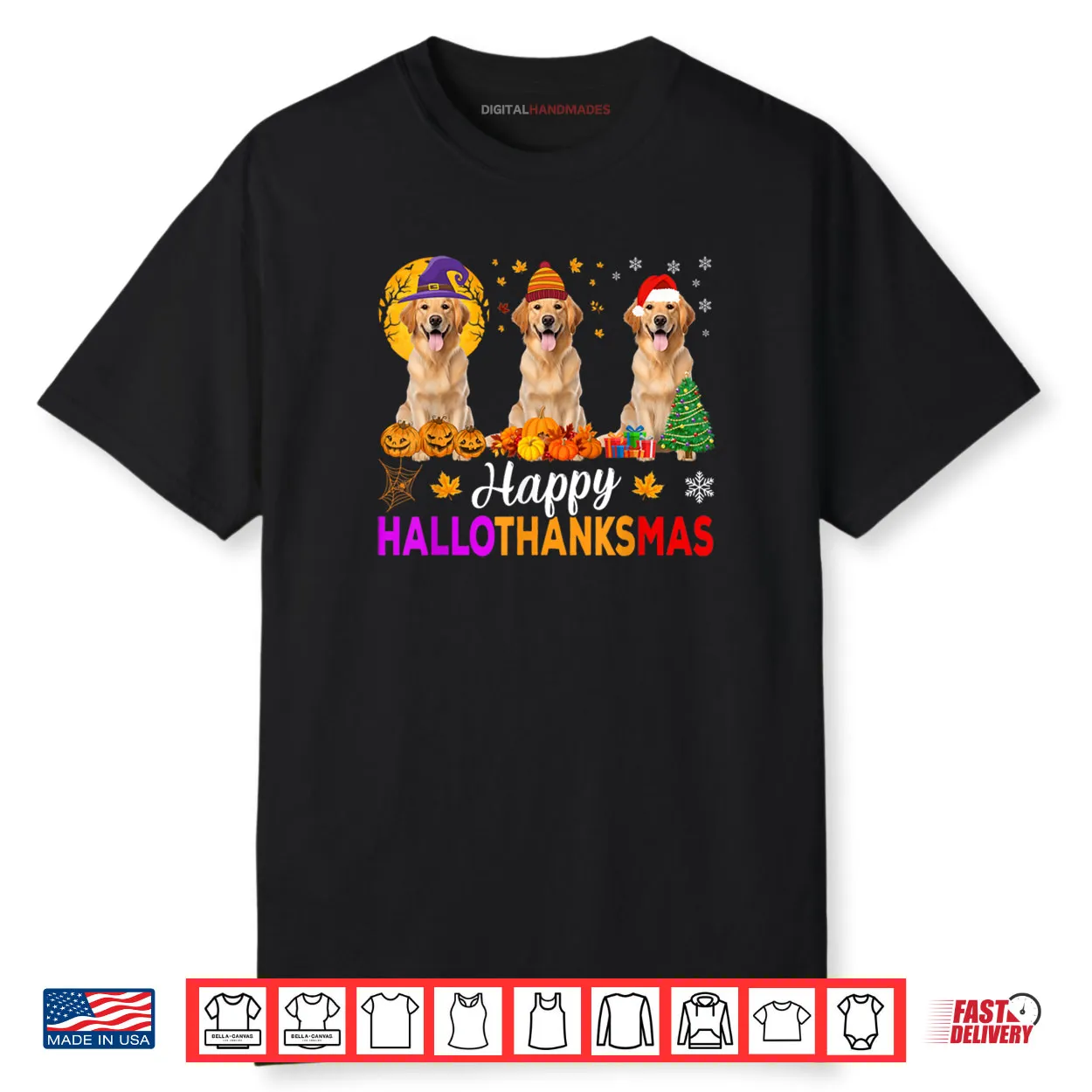 Golden Retriever Dog Halloween Christmas Hallothanksmas Shirt Golden Retriever Dog Halloween Christmas Hallothanksmas Shirt