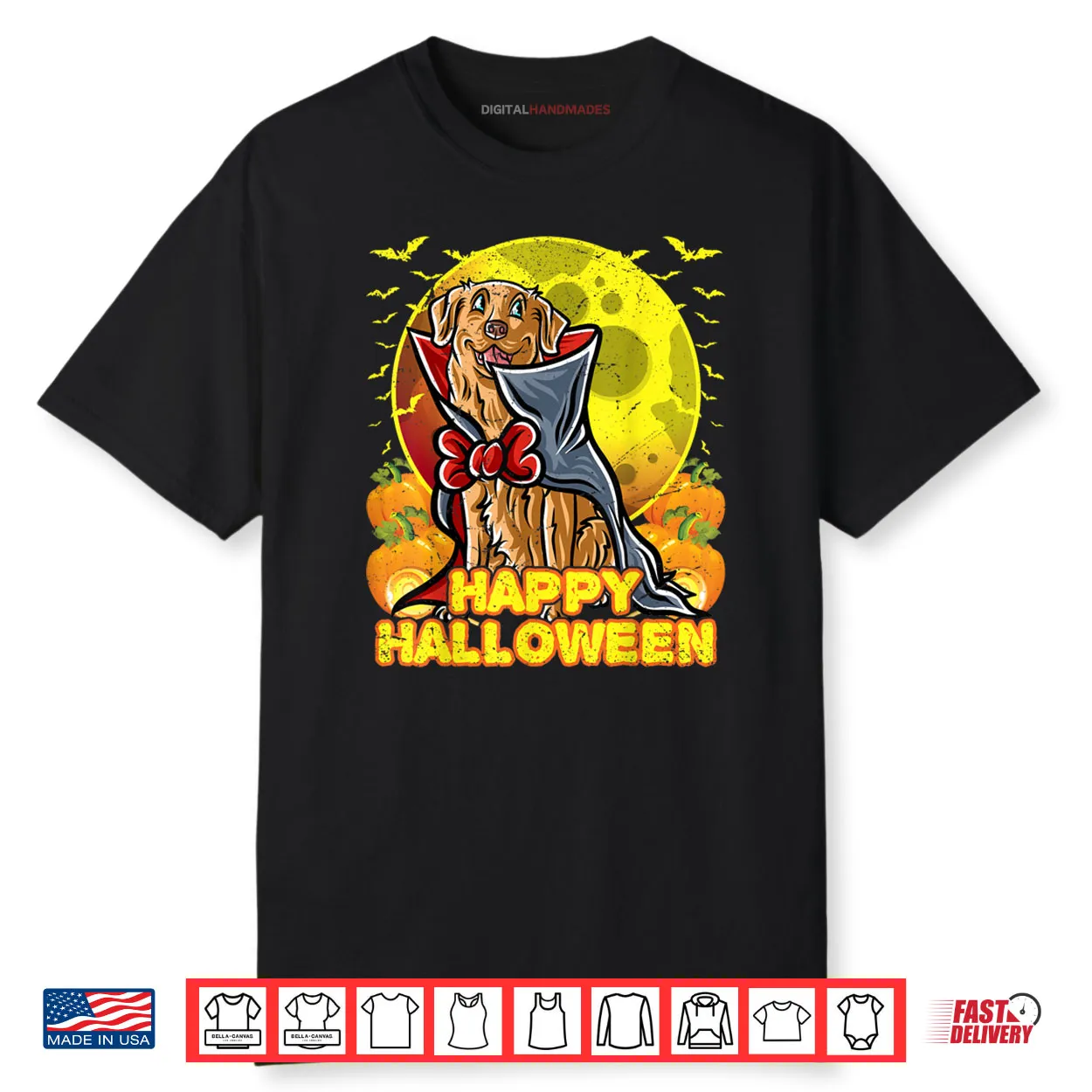 Golden Retriever Happy Halloween Costume Dog Vampire Shirt Golden Retriever Happy Halloween Costume Dog Vampire Shirt