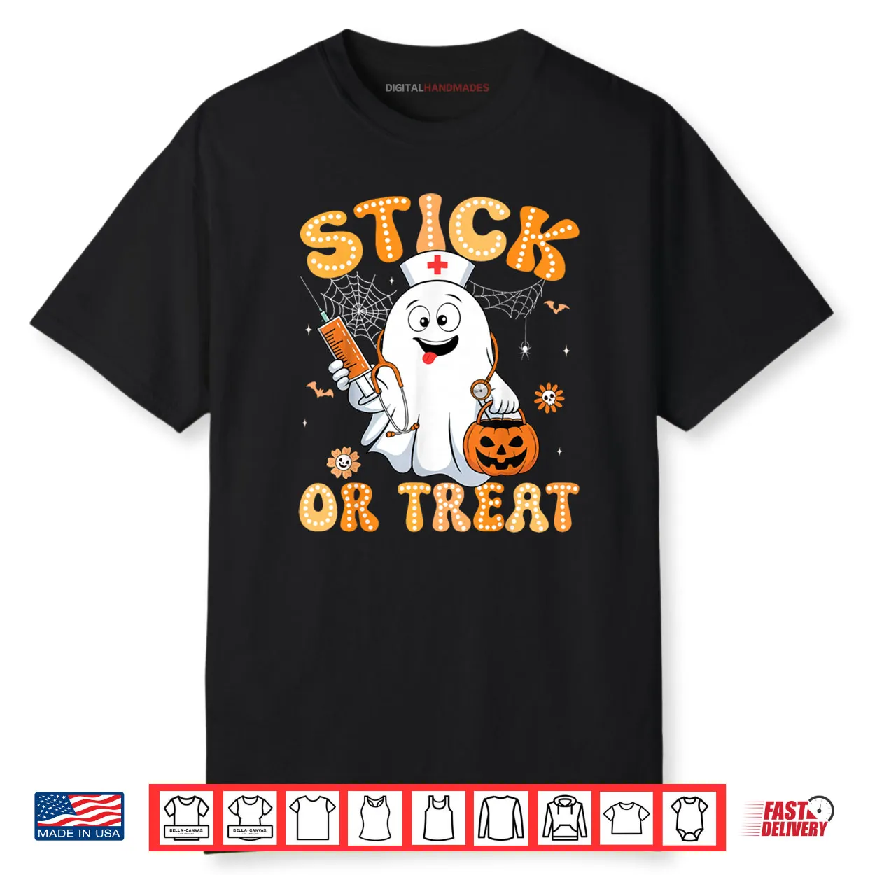 Groovy Stick or Treat Funny Halloween Costume Nurse Shirt Groovy Stick or Treat Funny Halloween Costume Nurse Shirt