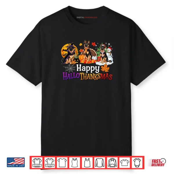 Hallothanksmas Dog Lover German Shepherd Halloween Christmas Shirt