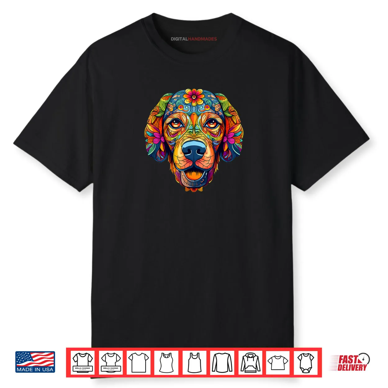 Halloween Golden Retriever Sugar Skull Dogs Flowers Shirt Halloween Golden Retriever Sugar Skull Dogs Flowers Shirt