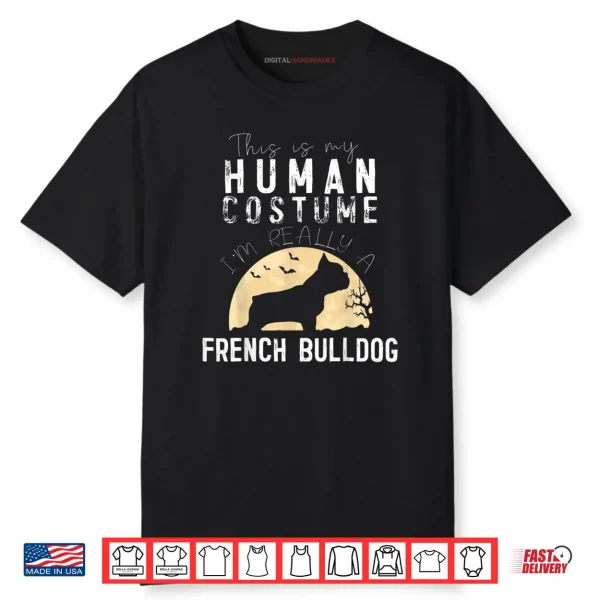 Halloween Human Costume French Bulldog Moon Silhouette Shirt