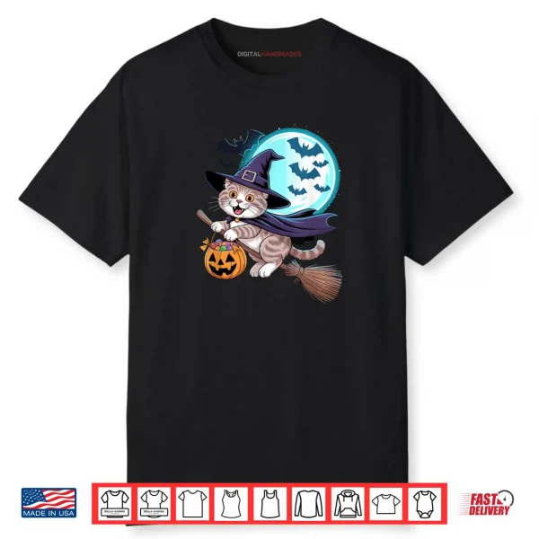 Halloween Witch Scottish Fold Moon Coupari Shirt