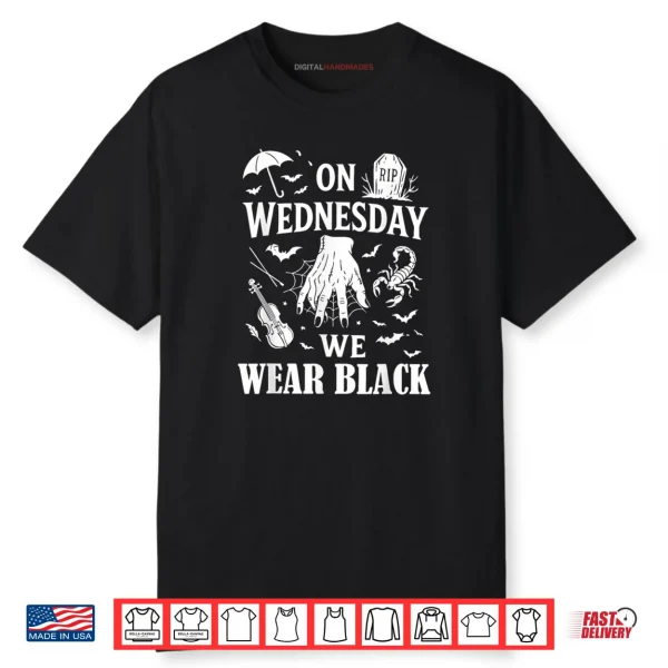 Hand On Wednesdays We Wear Black Halloween Shirt