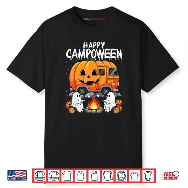 Happy Camp O Ween Halloween Camping Ghosts and Campfires Shirt