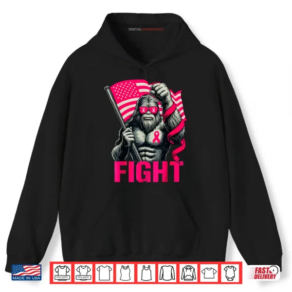 Hoodie Bigfoot Pink Ribbon Fight Breast Cancer Awareness Shirt