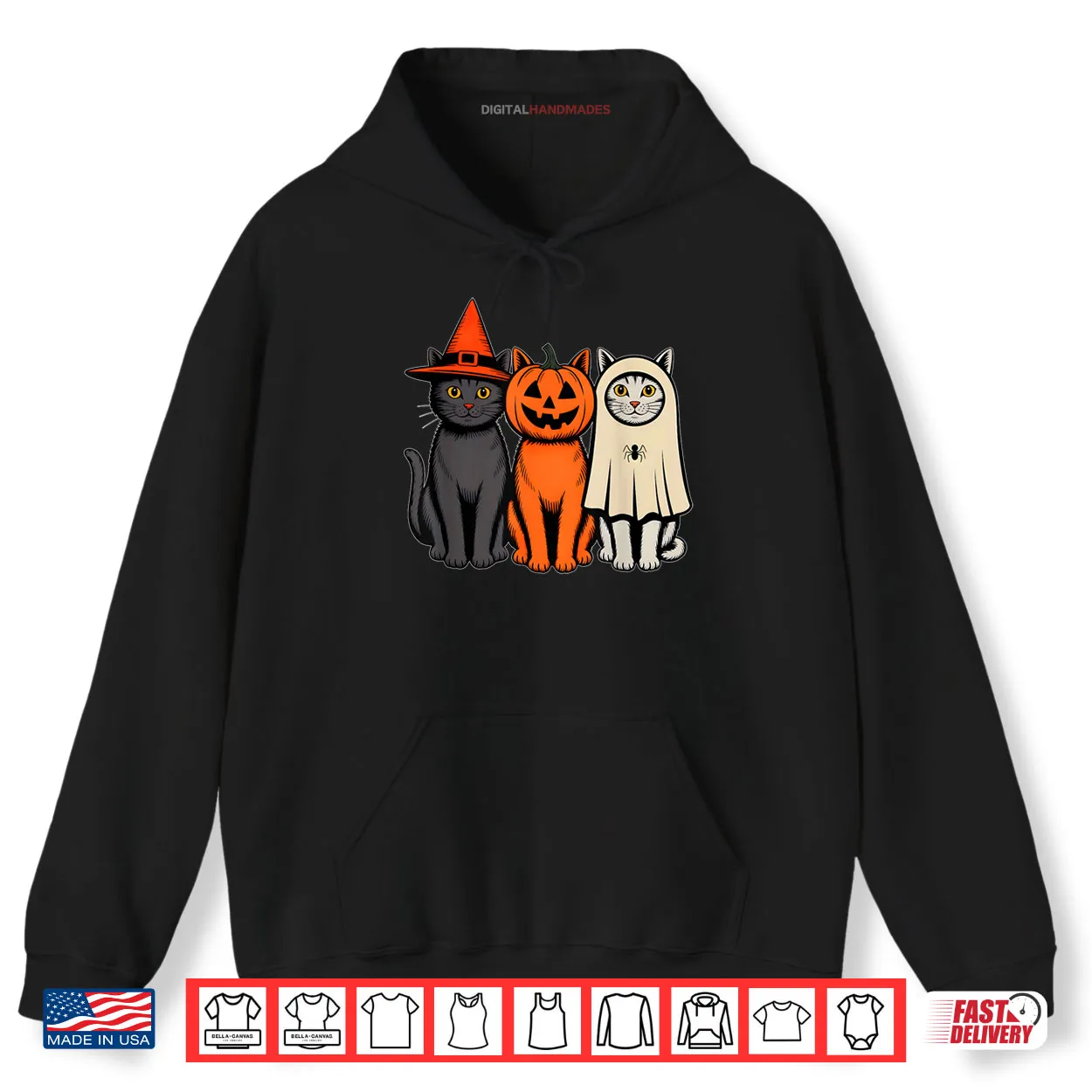 Black Cat Witch Hat Pumpkin Cute Ghost Halloween Shirt Black Cat Witch Hat Pumpkin Cute Ghost Halloween Shirt