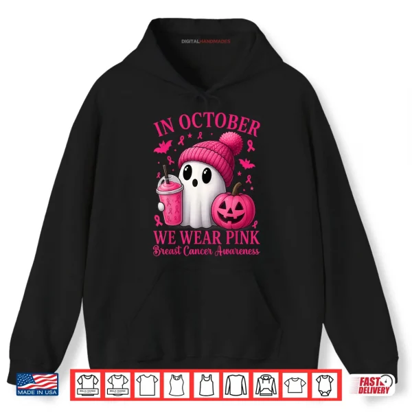 Hoodie Breast Cancer Halloween Women in October We Wear Pink Shirt
