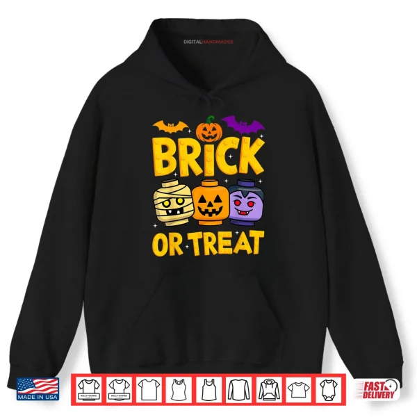 Hoodie Brick or Treat Halloween Master Builder Blocks Building Shirt